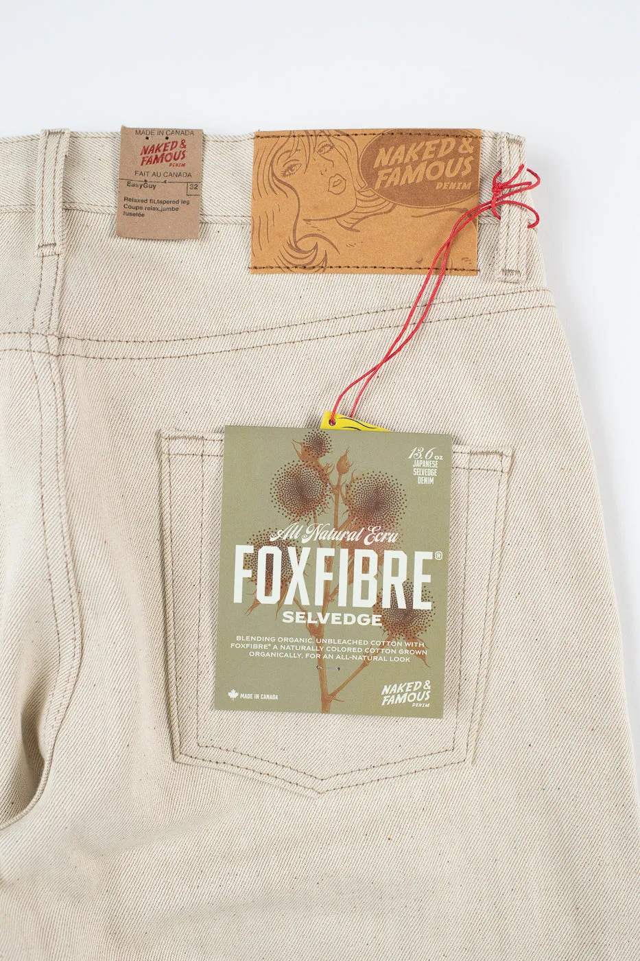 13.6oz - All Natural Ecru Foxfibre® Selvedge - Easy Guy