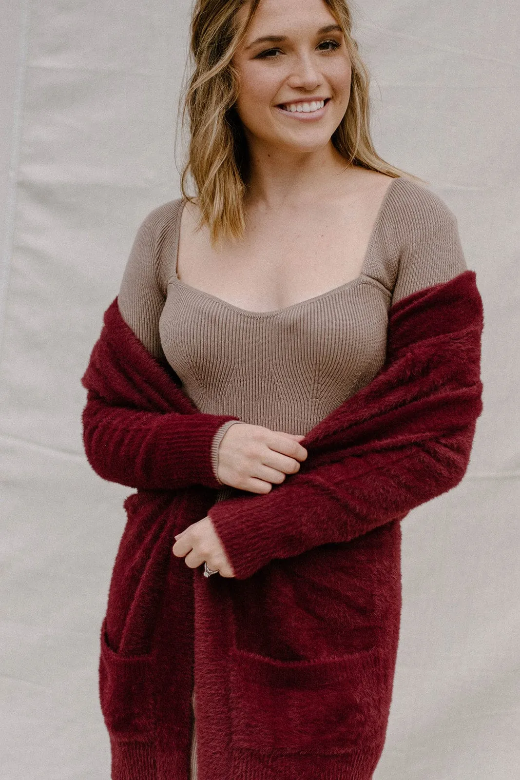 Berry Fuzzy Cozy Cardigan