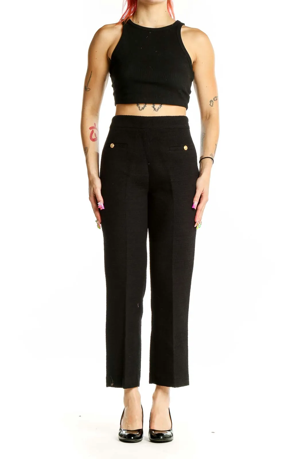 Black High-Waisted Tailored Trousers