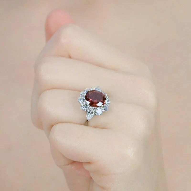 Carmine Oval Cluster in Ruby