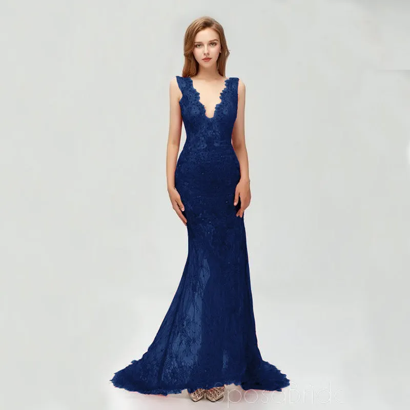 Charming Elegant Colorful Full Lace Mermaid  ELegant Side Split Prom Dresses, PD1025