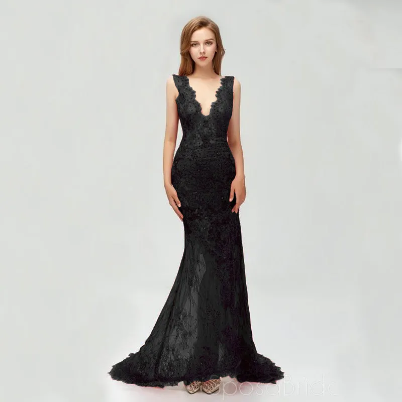 Charming Elegant Colorful Full Lace Mermaid  ELegant Side Split Prom Dresses, PD1025