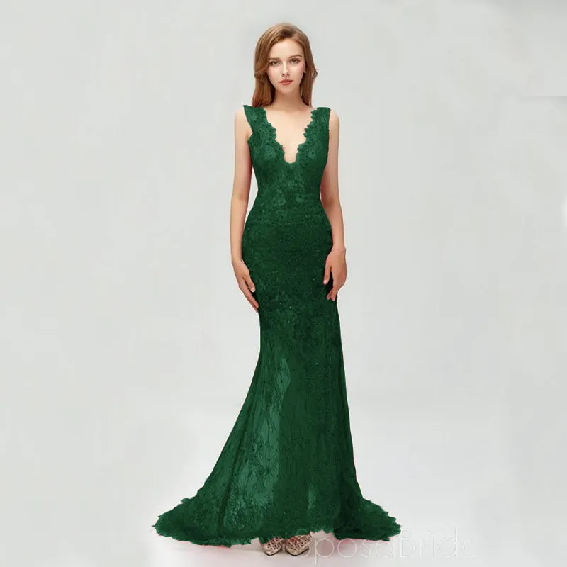 Charming Elegant Colorful Full Lace Mermaid  ELegant Side Split Prom Dresses, PD1025