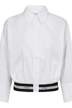 Cotton Crisp Logo Crop Shirt 35615 | White | Bluse fra Co'couture