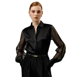 Crisp Sheer Sleeves Ethereal Silk Shirt