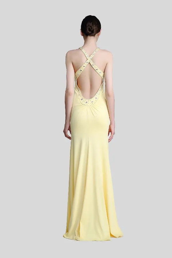 Daffodil Long Beaded Open Back Prom Evening Dresses PFP1301