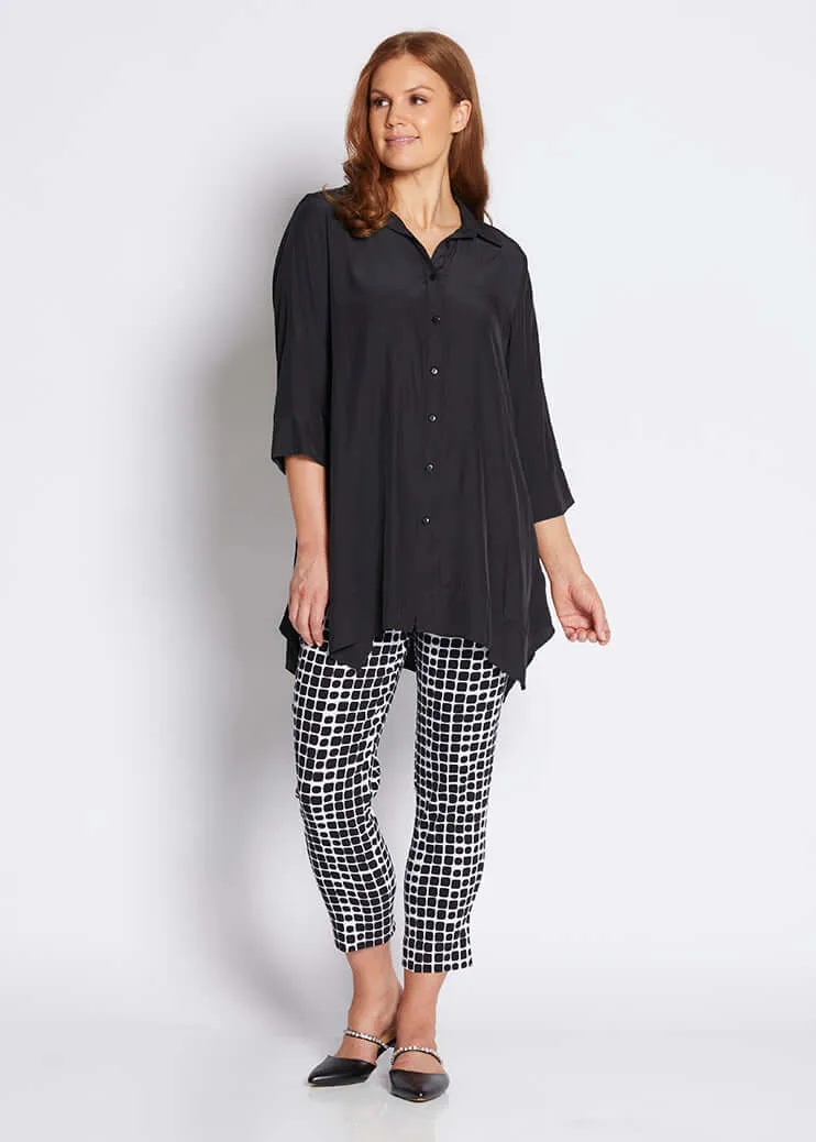 Easy printed bengaline 7/8 pants in Stark Black