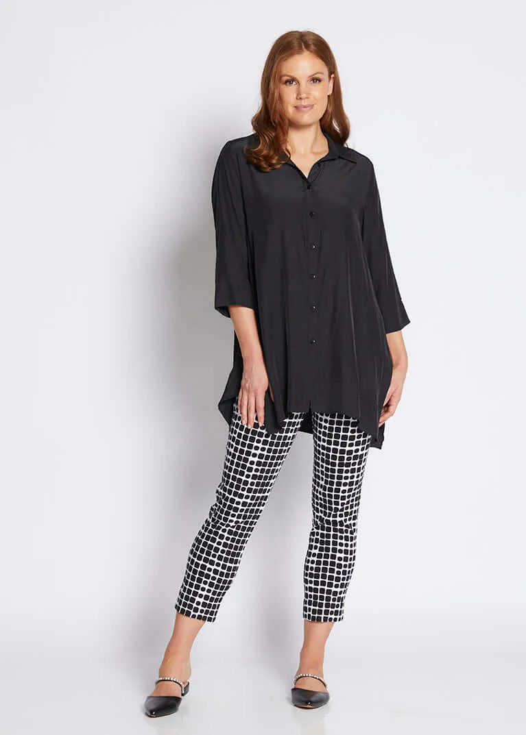 Easy printed bengaline 7/8 pants in Stark Black