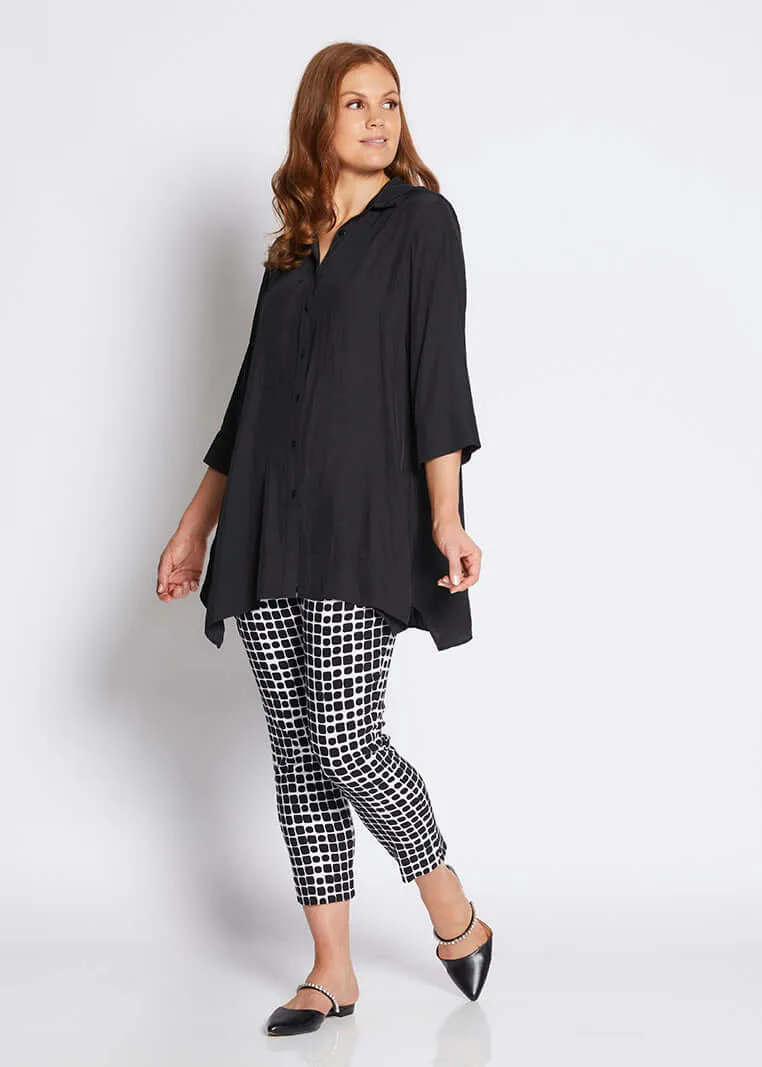 Easy printed bengaline 7/8 pants in Stark Black