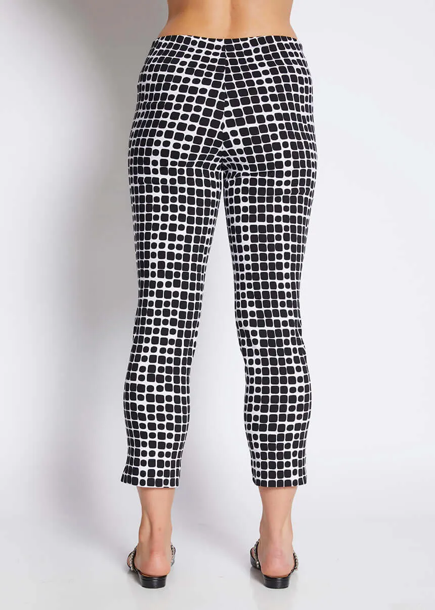 Easy printed bengaline 7/8 pants in Stark Black