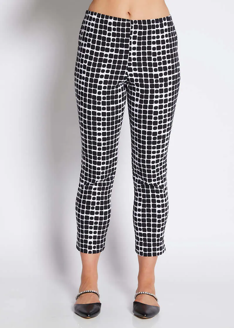 Easy printed bengaline 7/8 pants in Stark Black