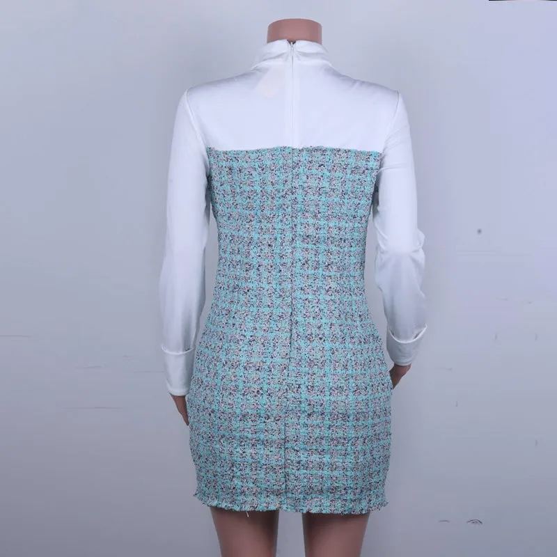 Elegant Long Sleeve Bodycon Patchwork Pocket Shirt Dress