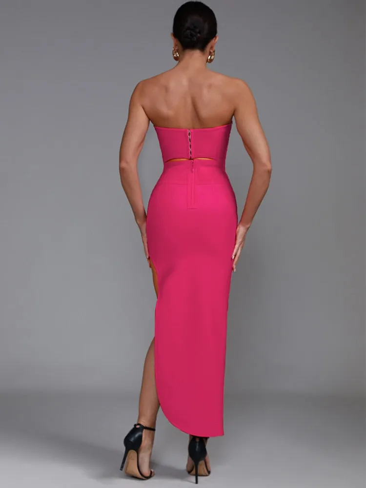 Elegant Strapless Midi Party Dress