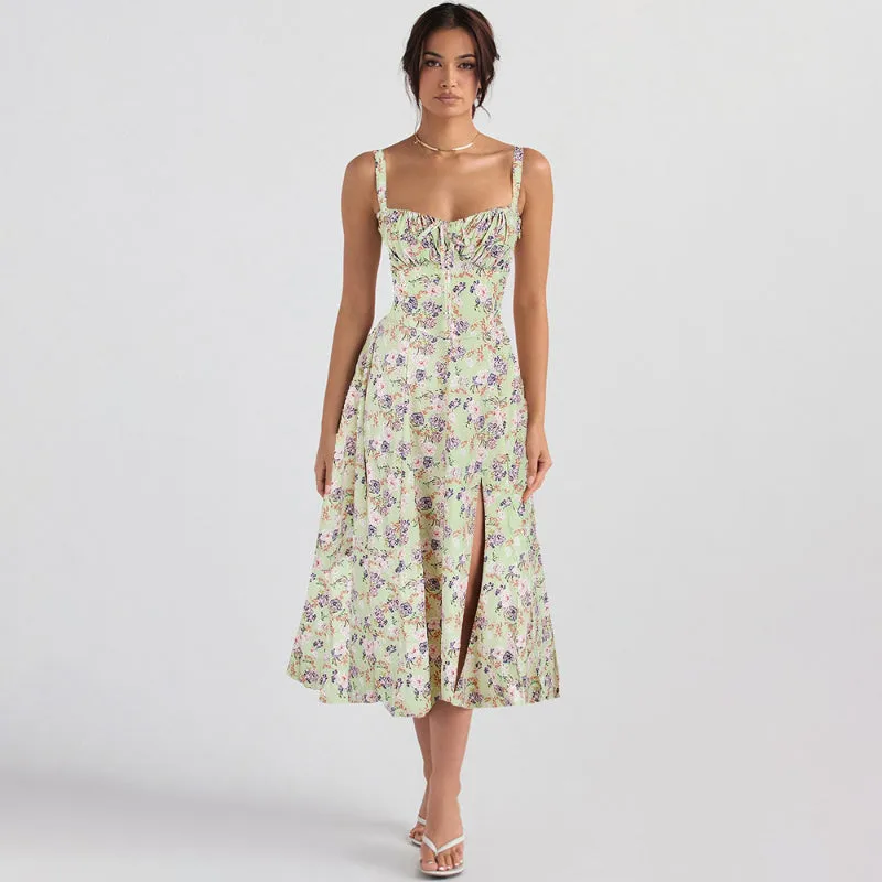 Fit and Flare Summer Split Side Lace-Up Dresses