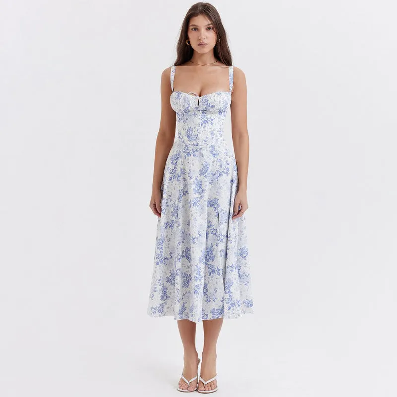 Fit and Flare Summer Split Side Lace-Up Dresses
