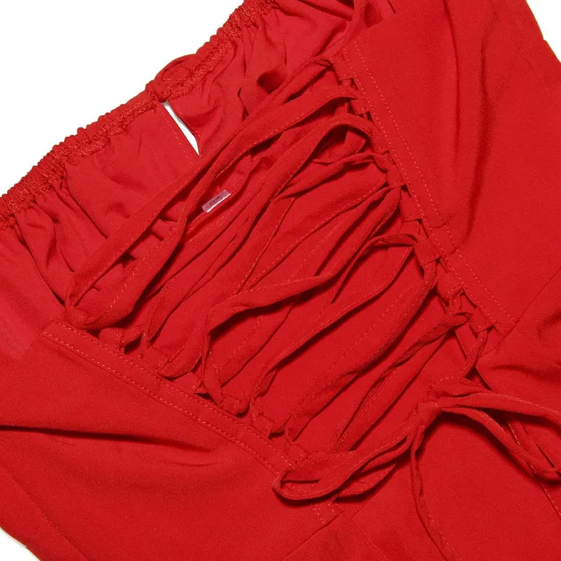 Fit and Flare Summer Split Side Lace-Up Dresses