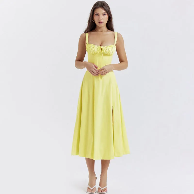 Fit and Flare Summer Split Side Lace-Up Dresses