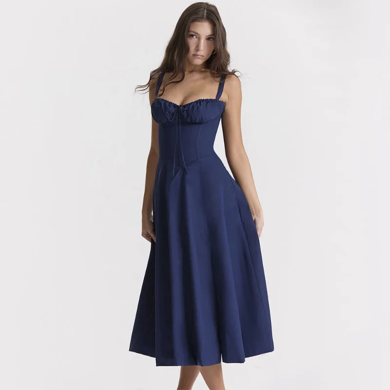 Fit and Flare Summer Split Side Lace-Up Dresses