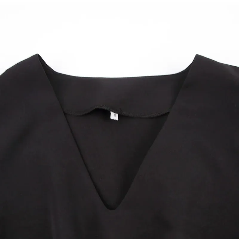 Flare Short Sleeve V-neck Mini Dresses