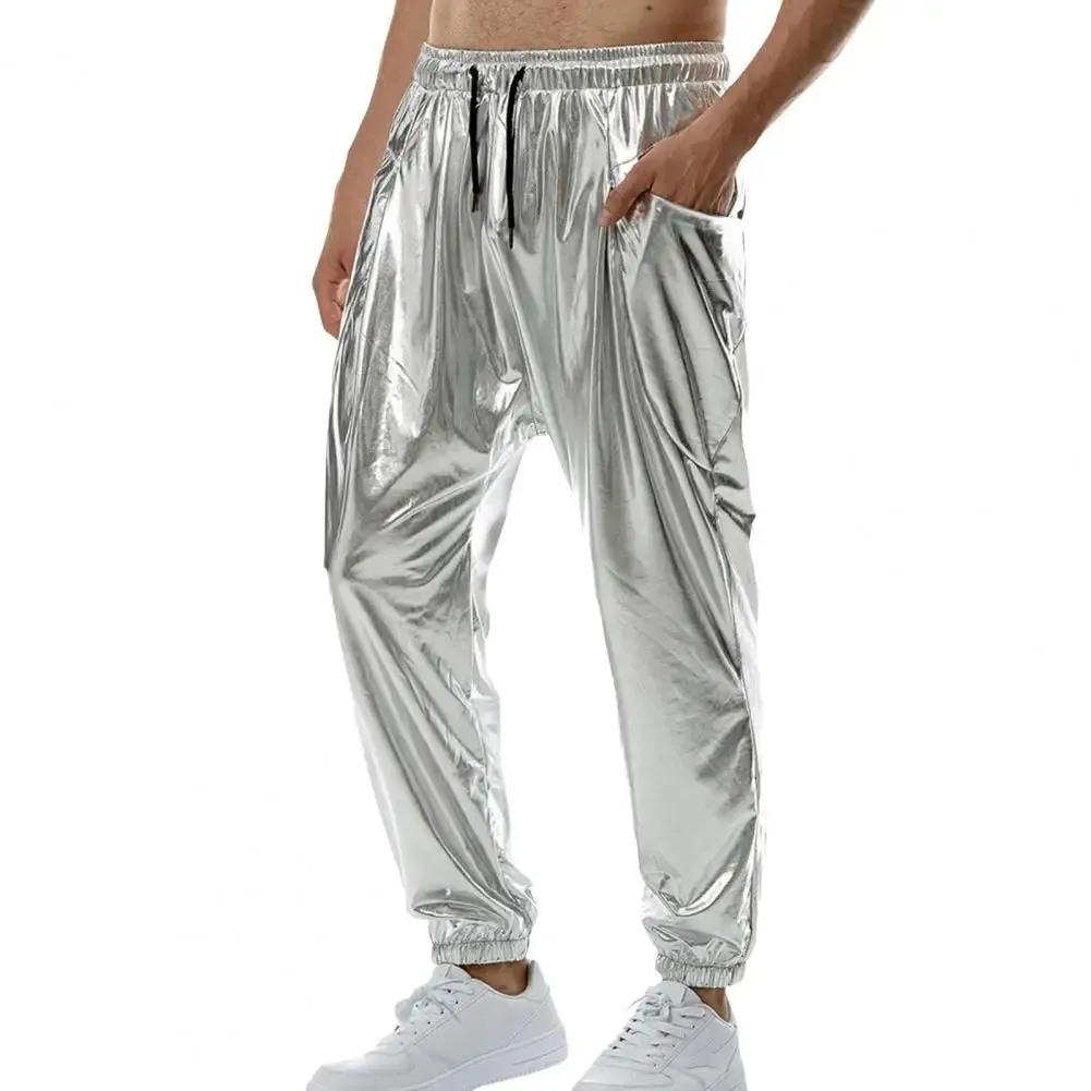 Gold Silver Metallic Shiny Sweatpants: Glam Rock Hip Hop Pants