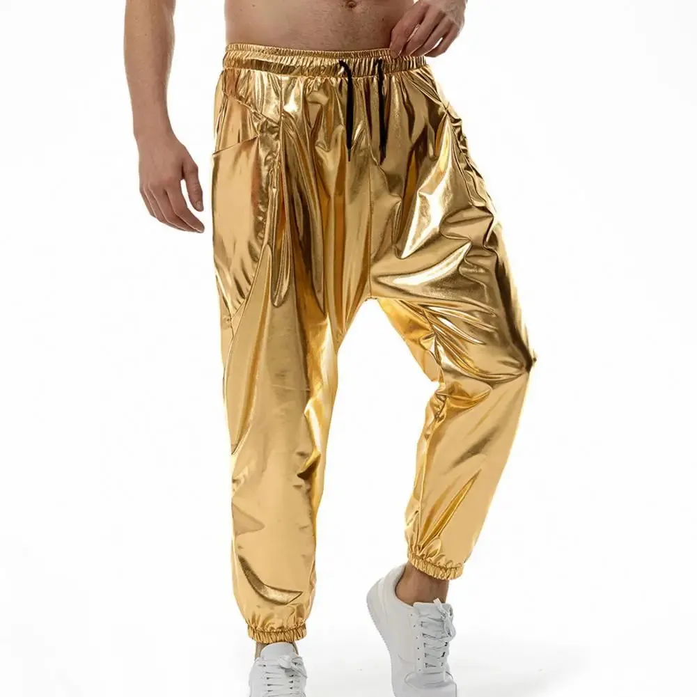 Gold Silver Metallic Shiny Sweatpants: Glam Rock Hip Hop Pants