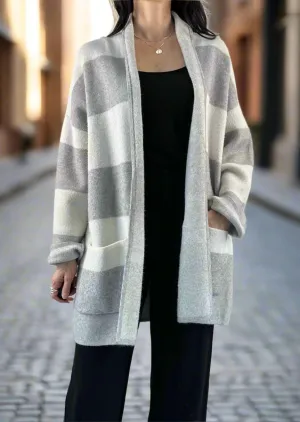 HEATHER ASH GREY STRIPE CARDIGAN