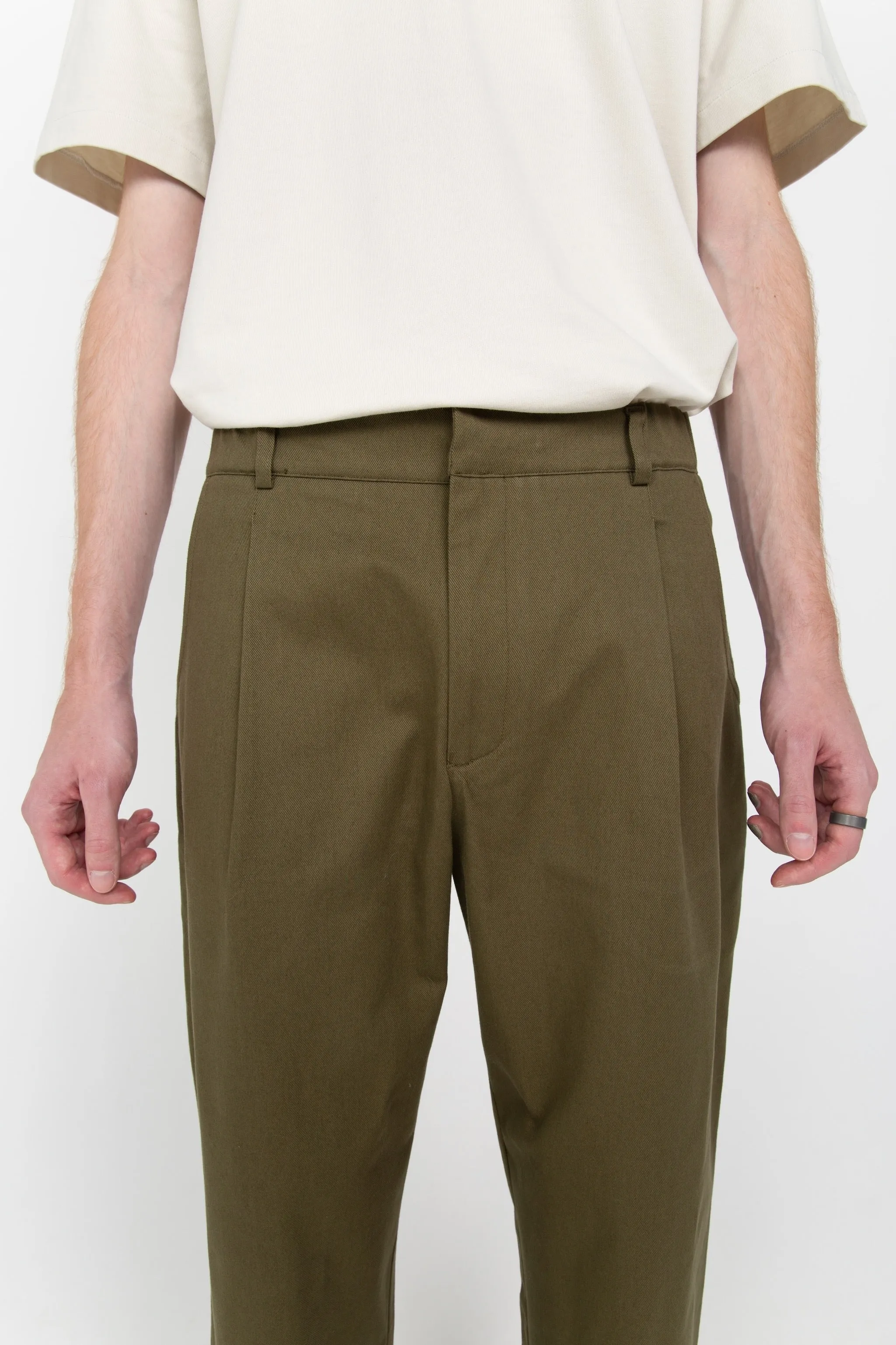Khaki green men's tailored trousers