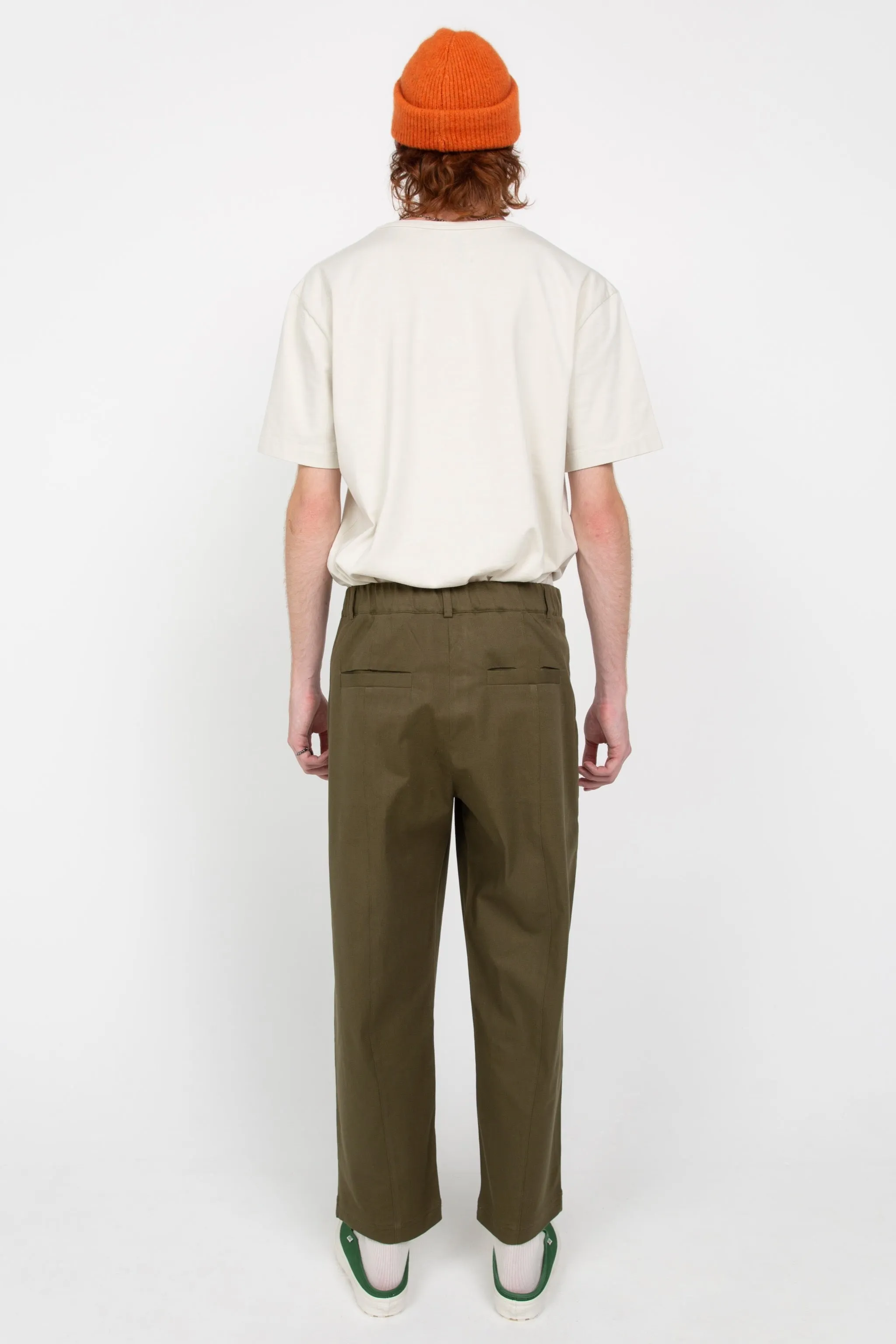 Khaki green men's tailored trousers