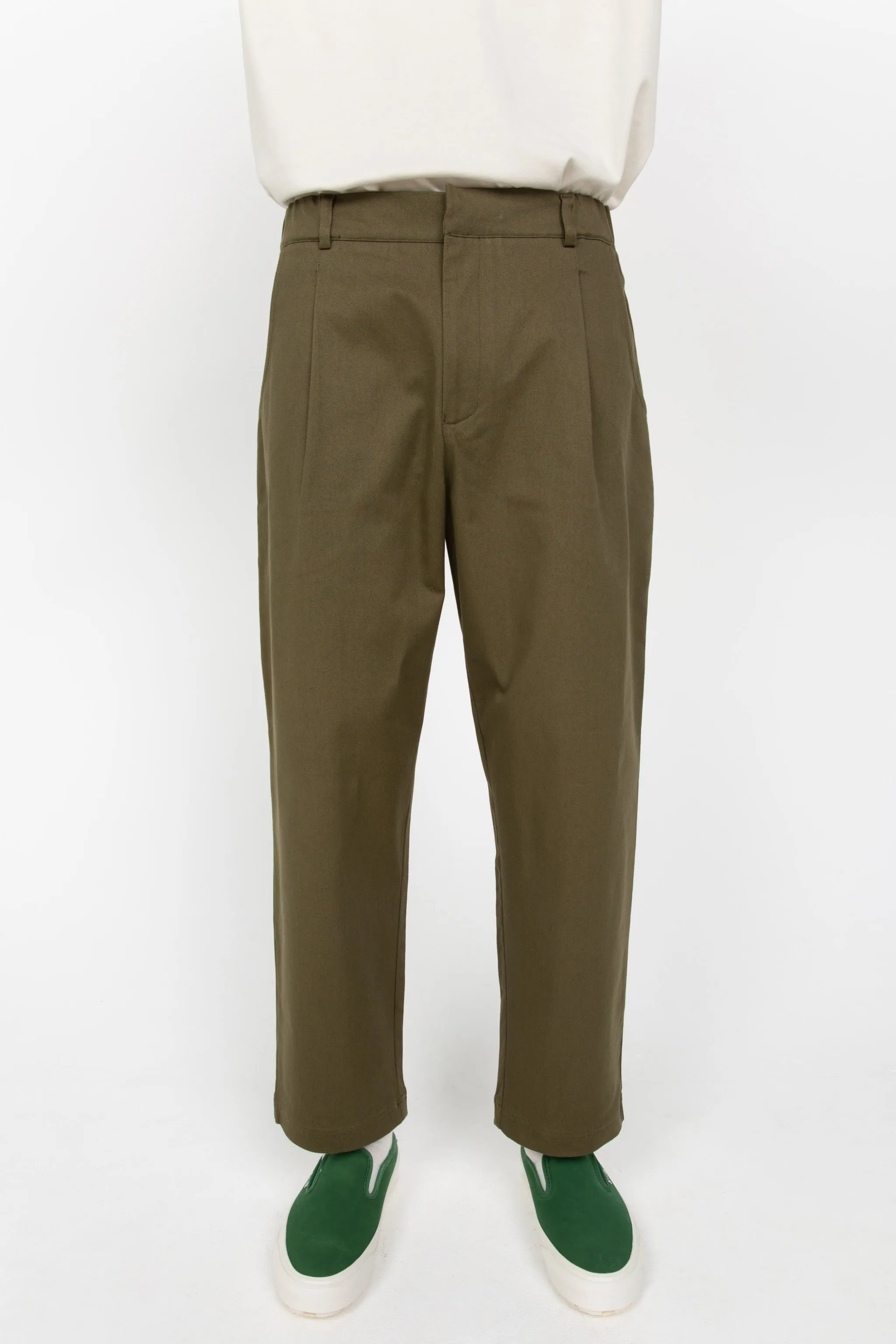 Khaki green men's tailored trousers