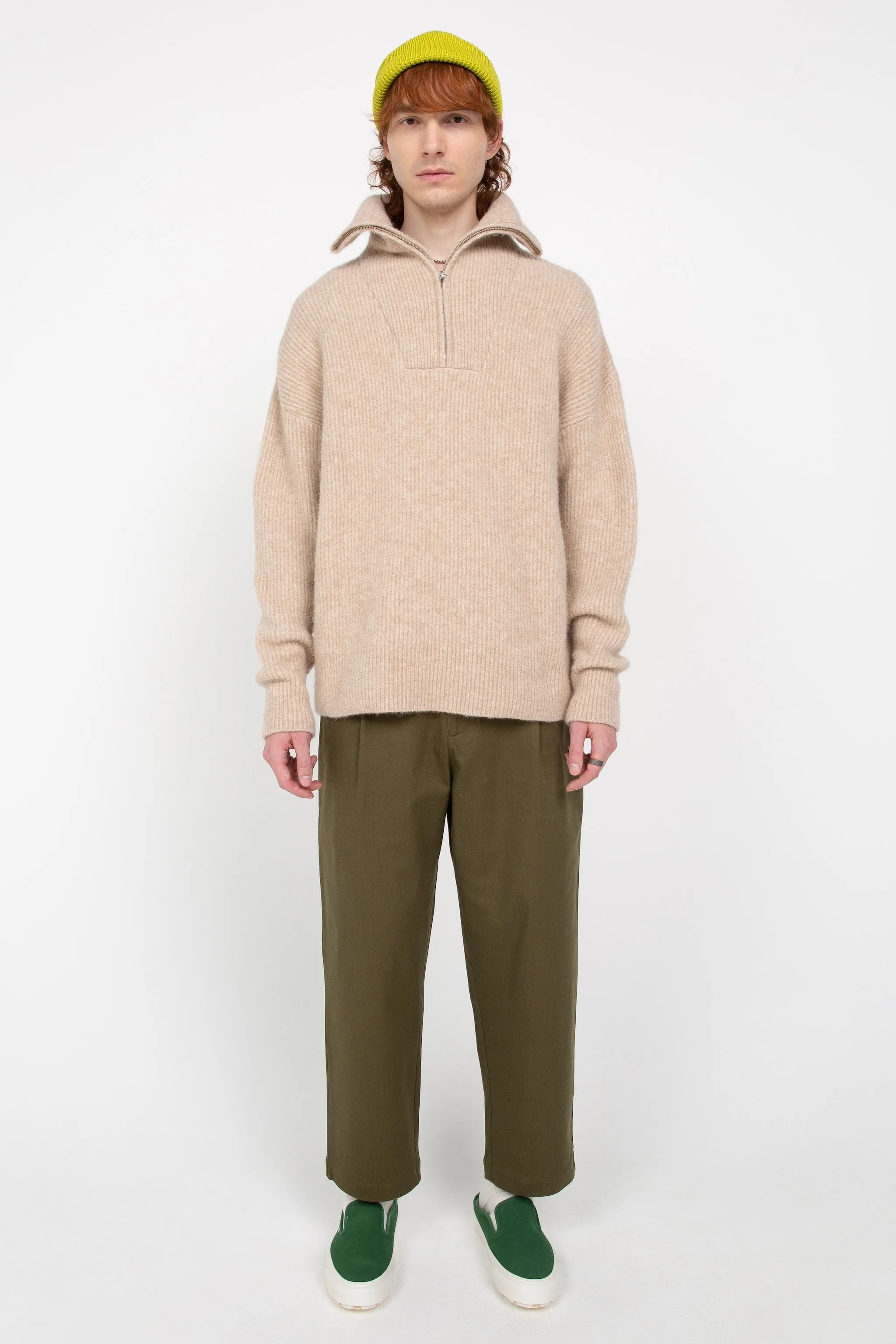 Khaki green men's tailored trousers