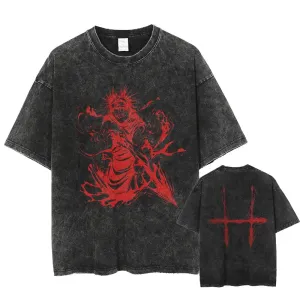 [KUJO] "Piercing Blood Choso" 2-Sided Vintage Oversized T Shirt