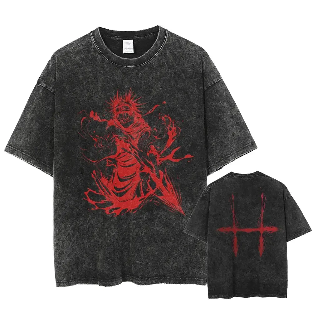 [KUJO] "Piercing Blood Choso" 2-Sided Vintage Oversized T Shirt
