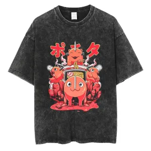 [KUJO] "Pochita" Vintage Oversized T Shirt