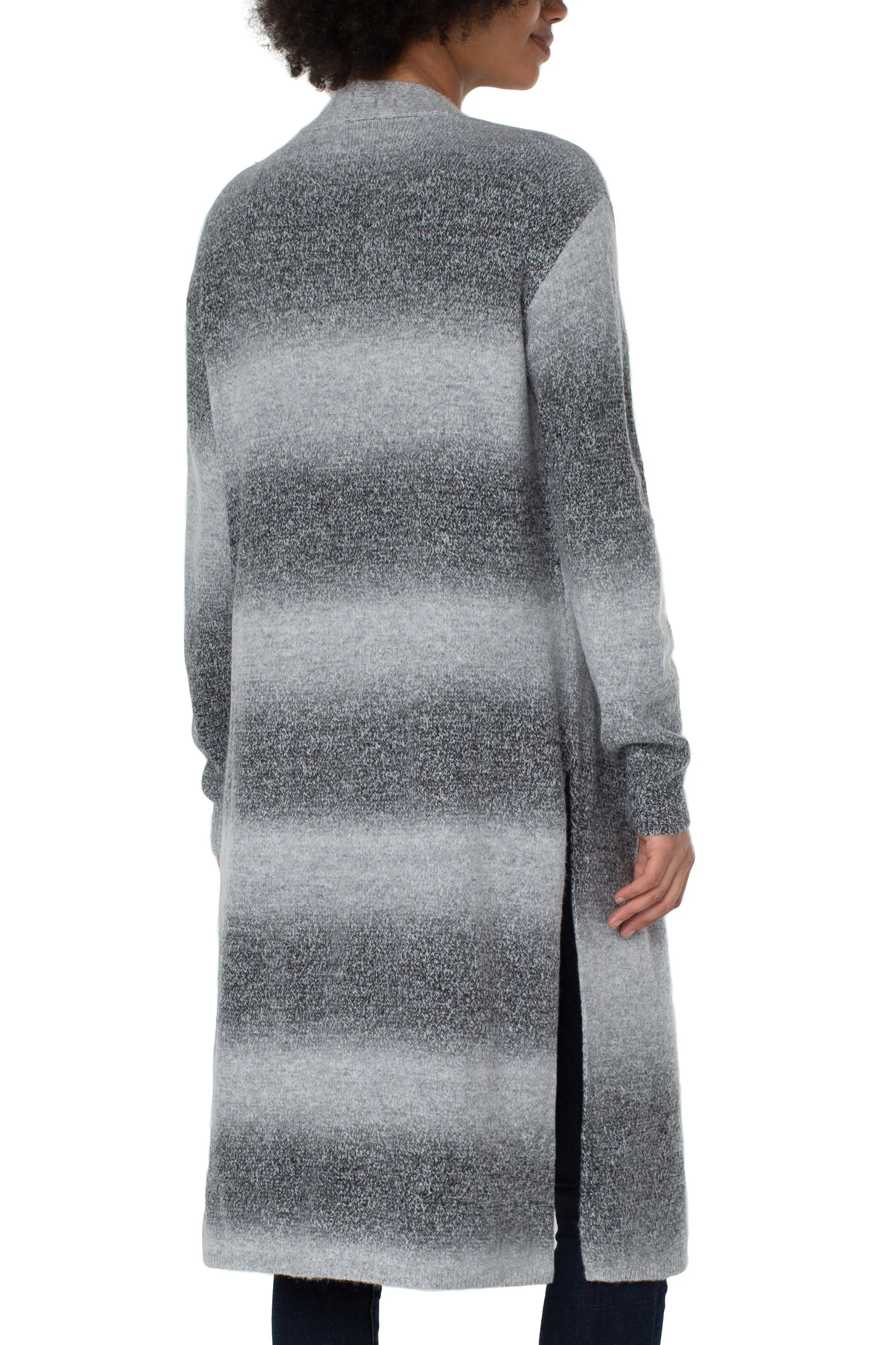Liverpool Long Sleeve Open Front Long Line Cardigan Sweater In Silverlake Ombre