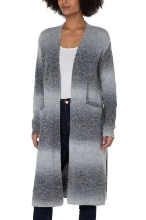 Liverpool Long Sleeve Open Front Long Line Cardigan Sweater In Silverlake Ombre