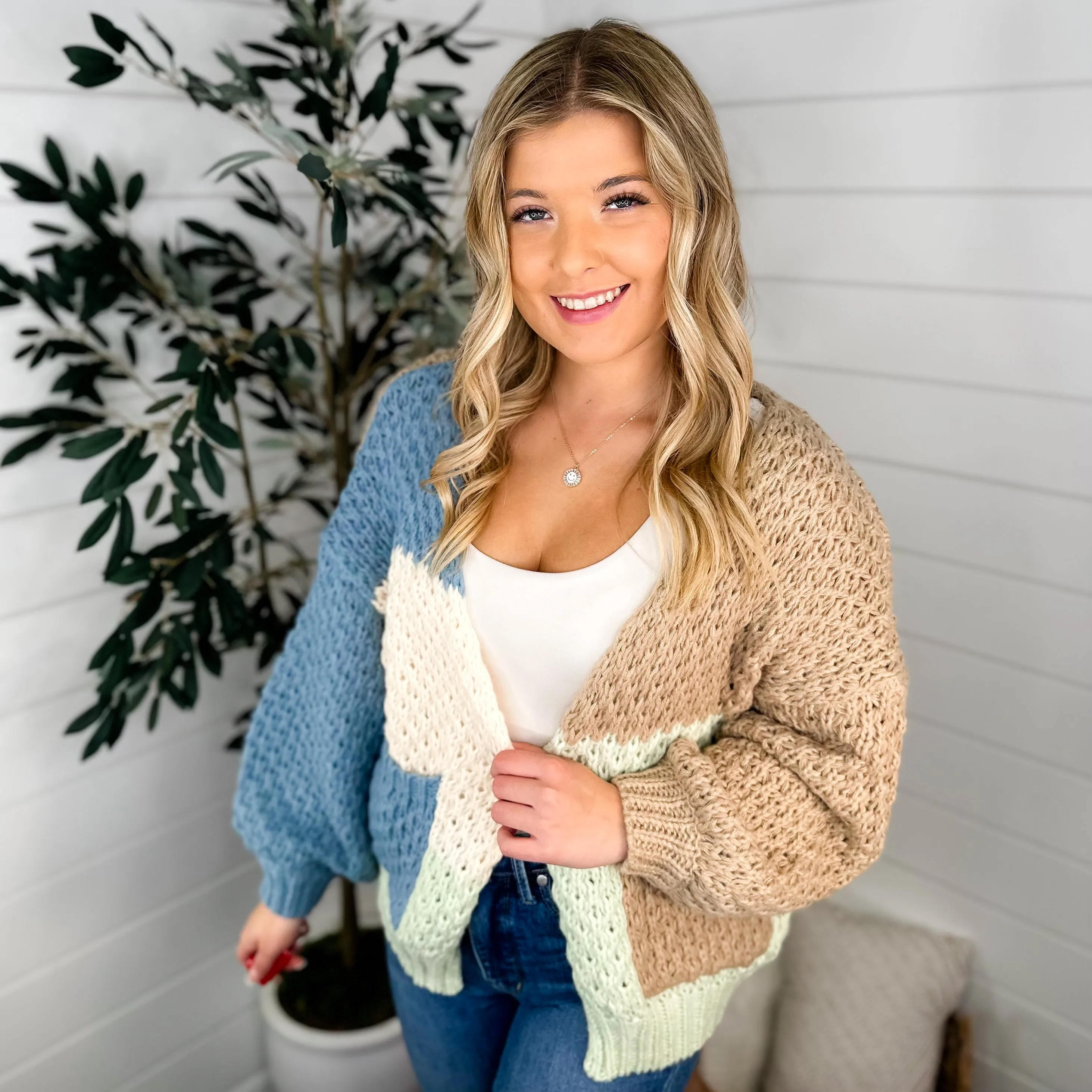 Living Life Cozy Knit Long Sleeve Brown Avery Mae Cardigan