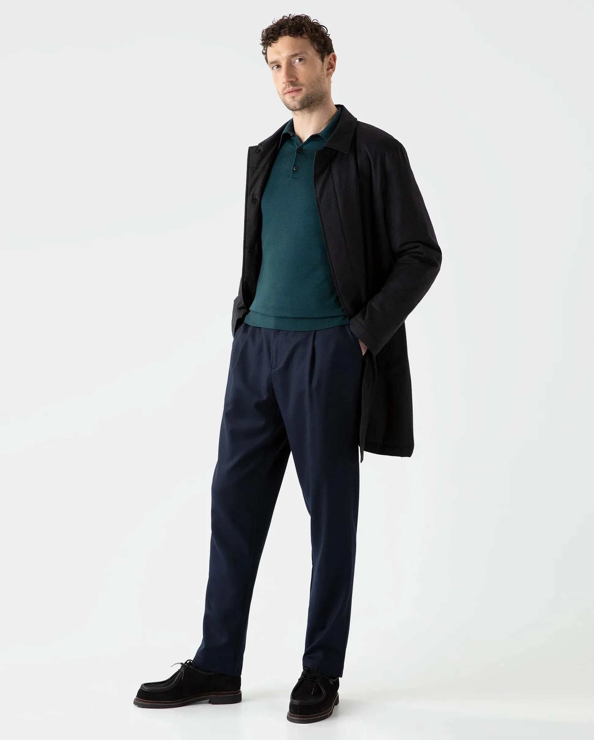 L/S MERINO POLO SHIRT / PEACOCK