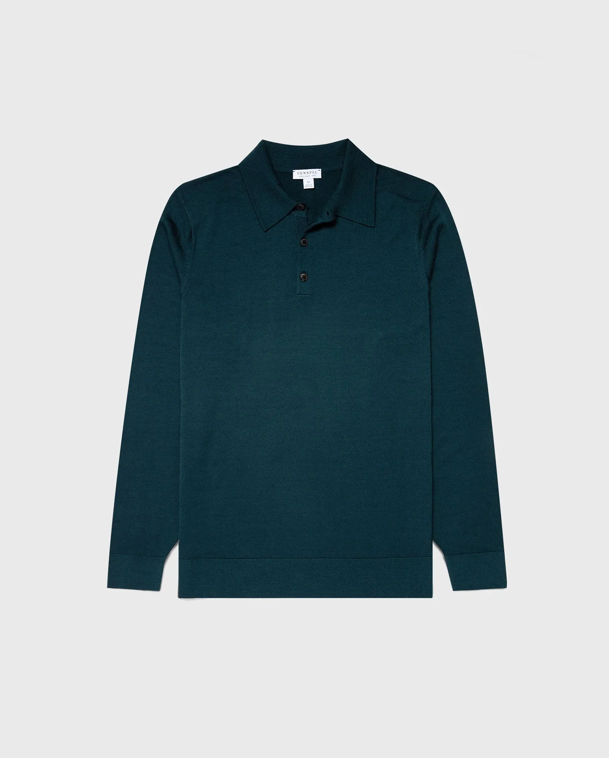 L/S MERINO POLO SHIRT / PEACOCK