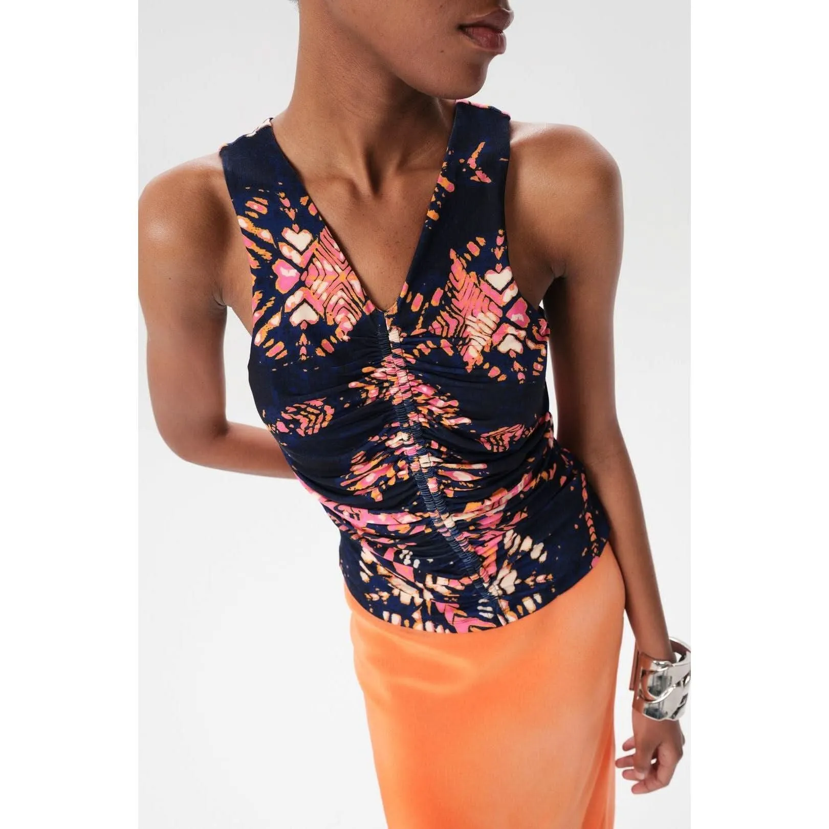 Maria Cher Ceibo Mich Top Navy Shibori