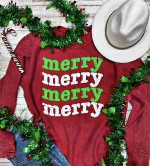 Merry Crimson Corded Long Sleeve