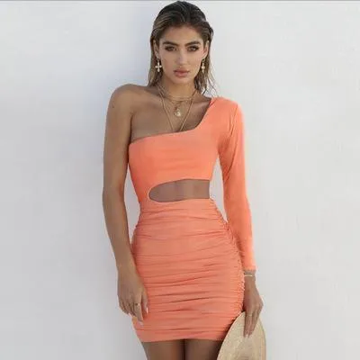 Party Dresses Women One Shoulder Sexy Bodycon Evening Fashion Night Out Summer Club Dress