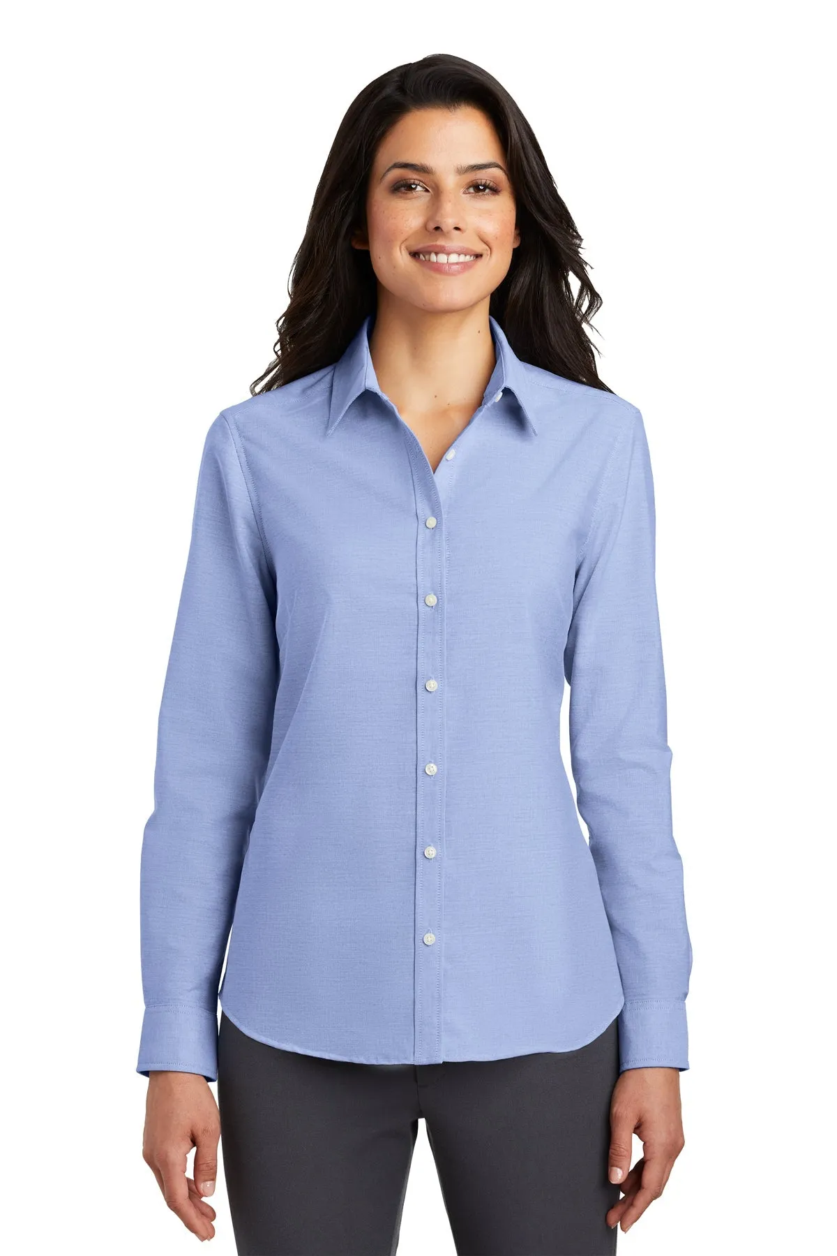 Port Authority Ladies SuperPro Custom Oxford Shirts, Oxford Blue