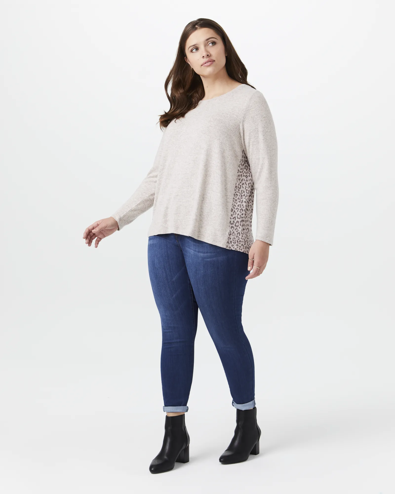 Ranae Printed Back Tee | Ivory / Brown