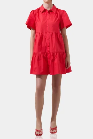 Red Tiered Elegant Short Dresses