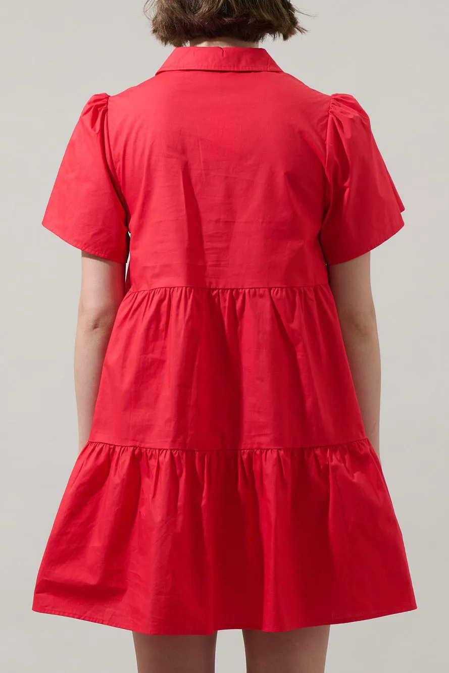 Red Tiered Elegant Short Dresses