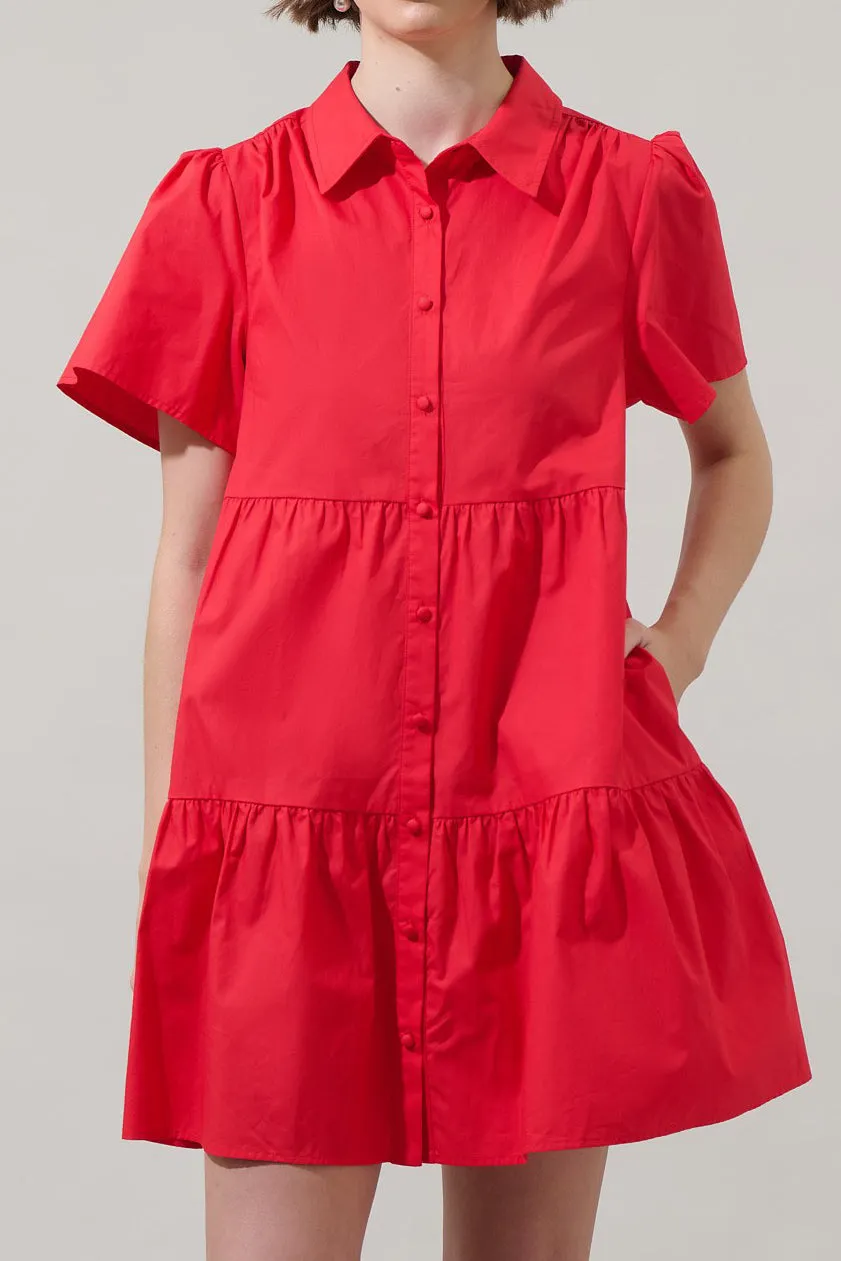Red Tiered Elegant Short Dresses