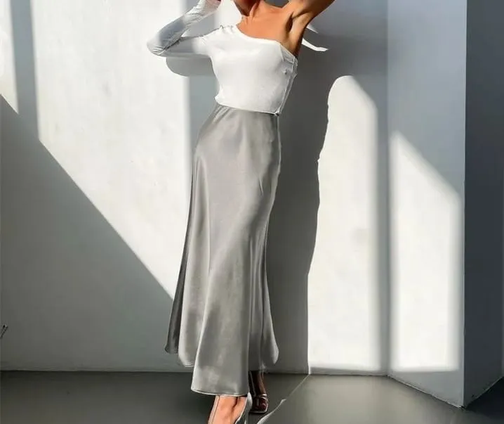 Satin casual skirts