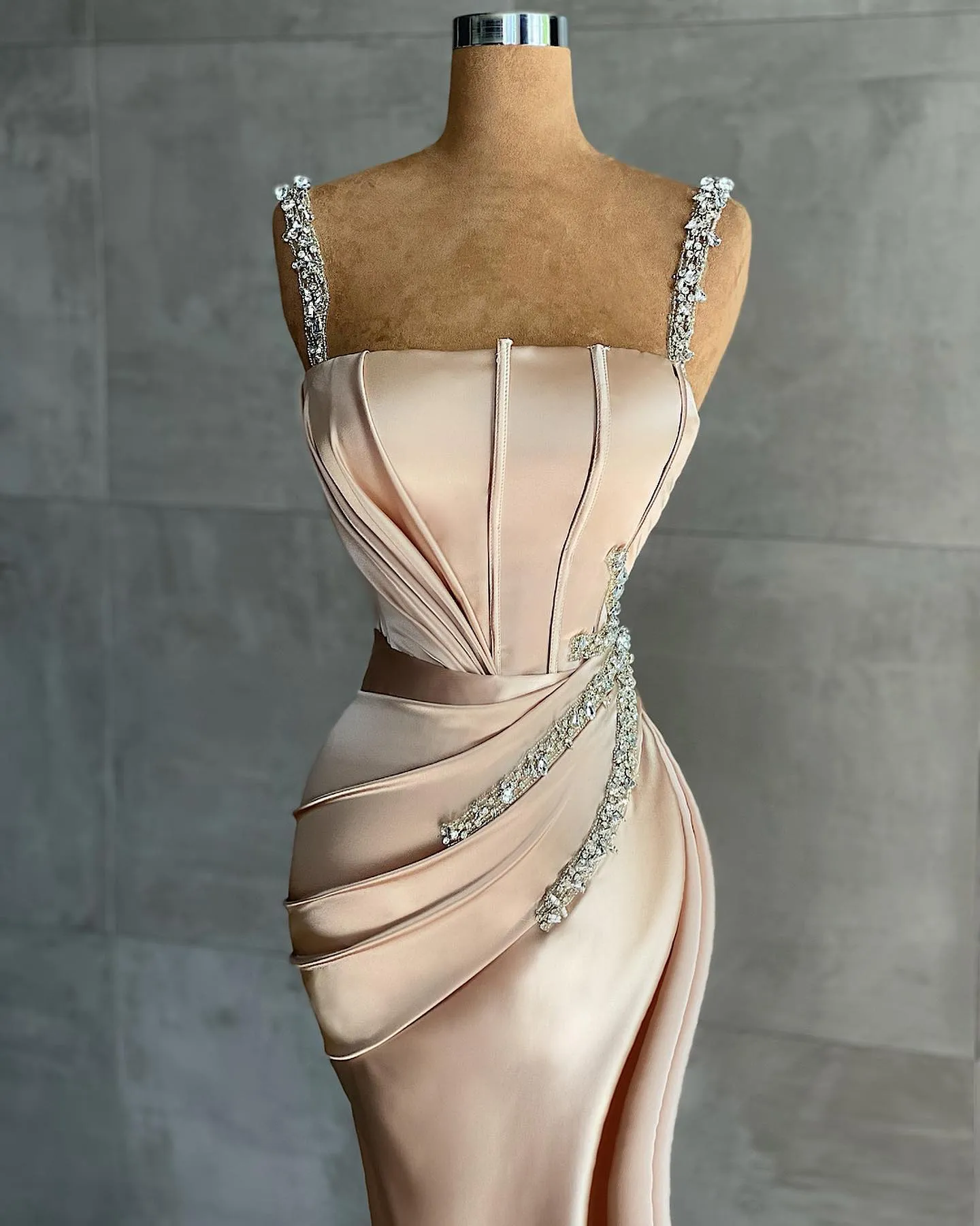 Sexy Long Satin Silk Mermaid Prom Dress with Deep Side Slit