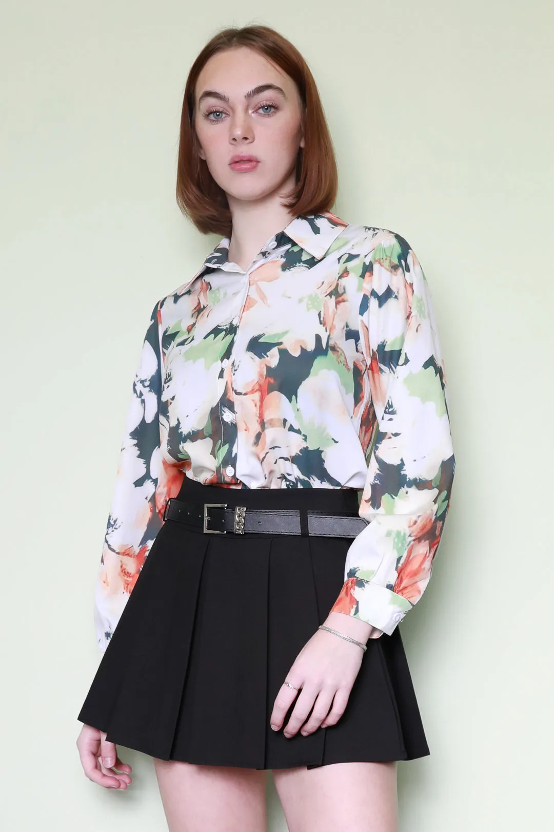 Silk Printed Brush Floral Shirt
