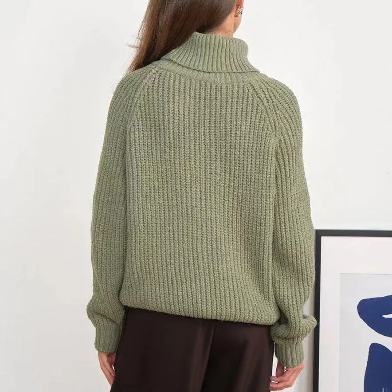Simple Turtleneck Long Sleeve Sweater